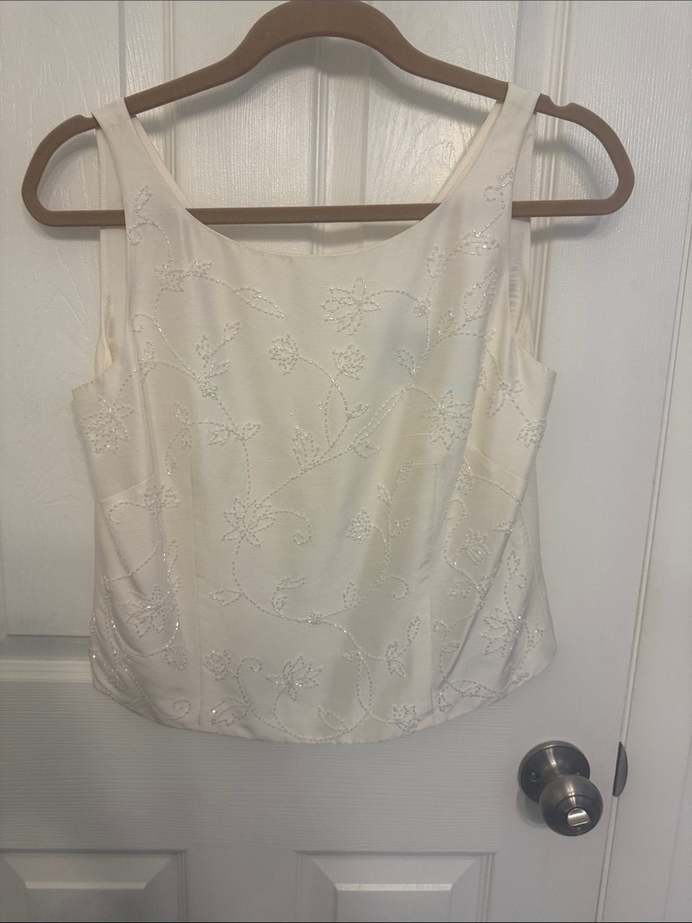 Y2K Ann Taylor Ivory Beaded Floral Camisole